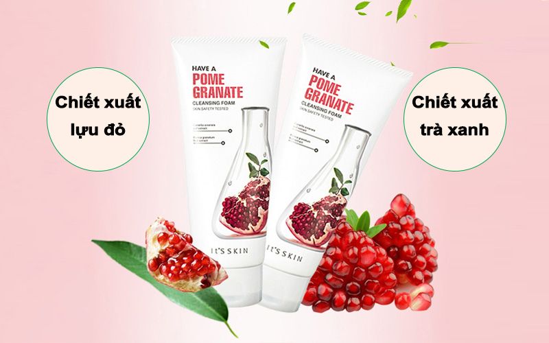 Thành phần và công dụng của sữa rửa mặt It's skin Have A Pomegranate Cleansing Foam trà xanh và lựu đỏ