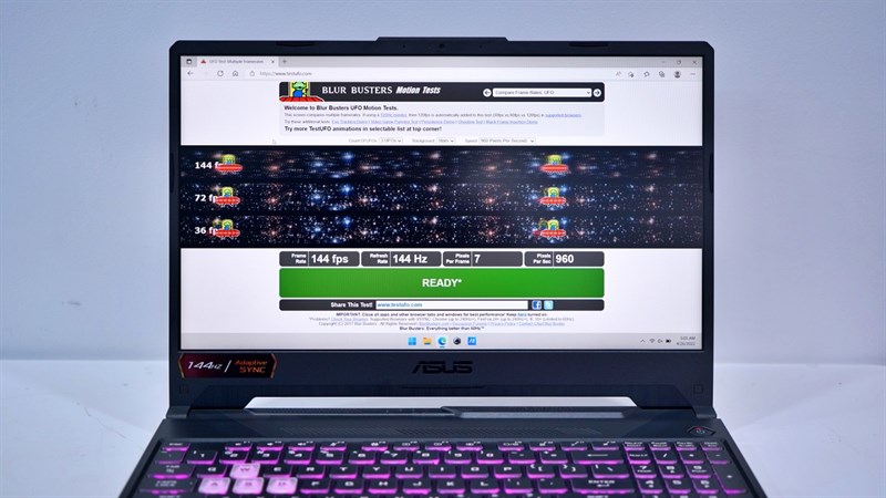 ASUS TUF Gaming FX506HC được trang bị màn hình IPS có kích thước 15.6 inch, tần số quét 144 Hz mượt mà