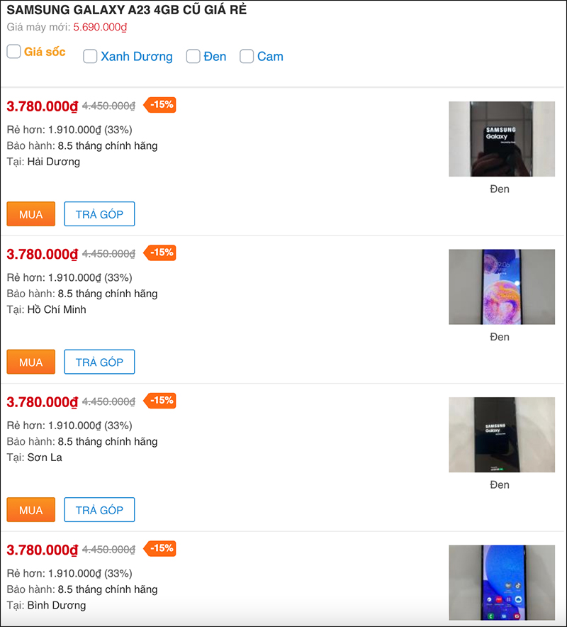 Tổng hợp loạt Samsung Galaxy A cũ giá rẻ dưới 5 triệu mà bạn nên mua