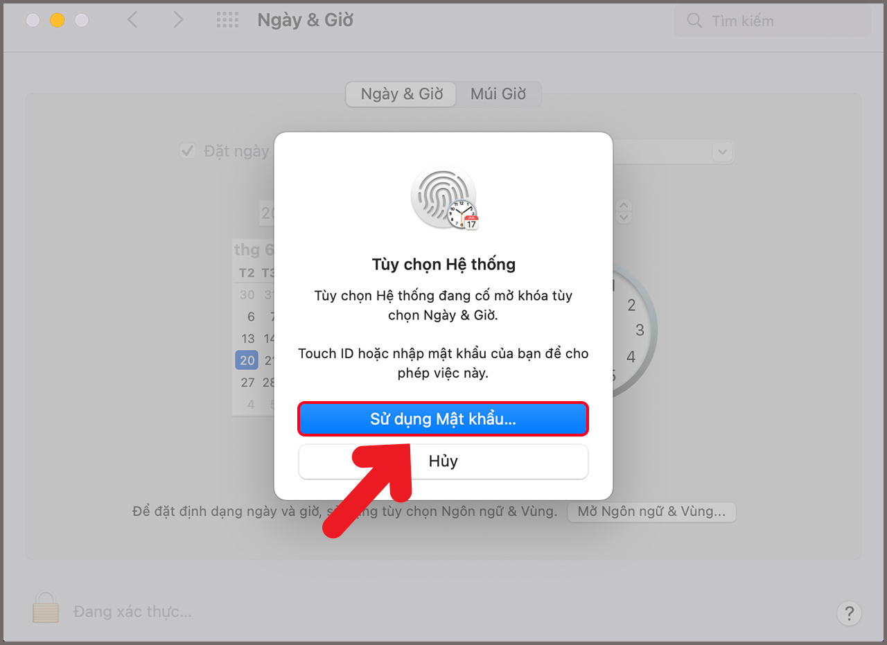 Hiển thị lịch trền màn hình MacBook