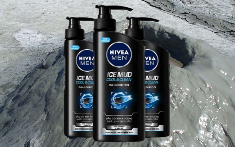 Dầu gội bùn khoáng Nivea Men Ice Mud mát lạnh sạch sâu