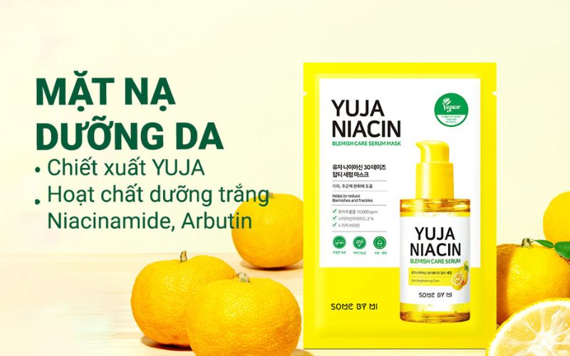 Về thành phần của mặt nạ giấy Some By Mi Yuja Niacin Blemish Care Serum Mask