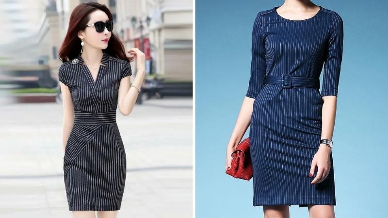 Váy sơ mi Hàn Quốc, Váy kiểu kẻ sọc dáng dài cộc tay Ulzzang - Chân váy |  ThờiTrangNữ.vn
