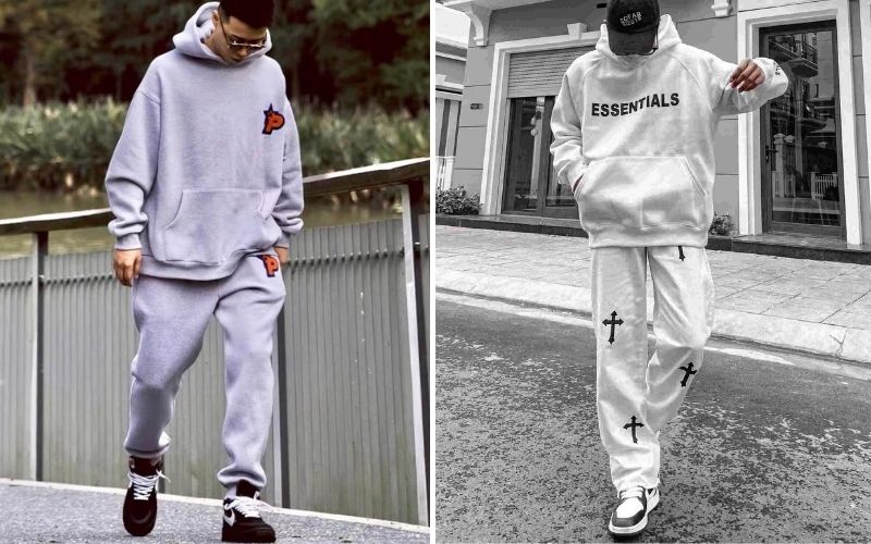 Kiểu phối áo hoodie và quần dáng rộng cùng màu làm bạn trở nên nổi bật, thu hút hơn