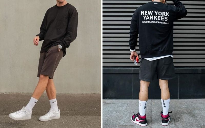 Kiểu phối sweater, quần short cùng giày thể thao giúp bạn trở nên thời trang hơn