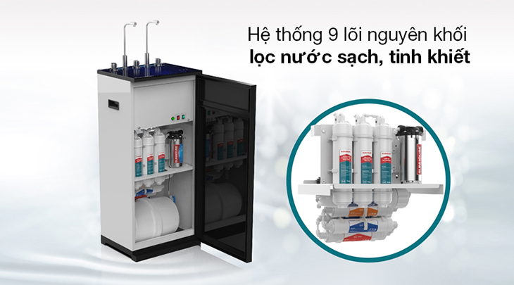 So sánh máy lọc nước RO và Hydrogen: Nên mua loại nào? > Máy lọc nước RO nóng nguội lạnh Sunhouse SHA76215CK 9 lõi 