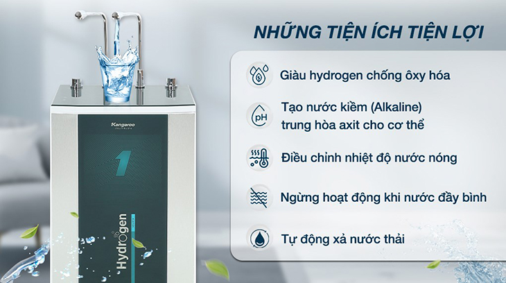 So sánh máy lọc nước RO và Hydrogen: Nên mua loại nào? > Máy lọc nước RO nóng nguội lạnh Hydrogen Kangaroo KG100HX VTU 10 lõi 
