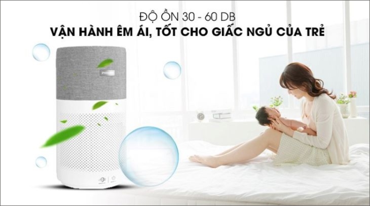 Máy lọc không khí Philips AC3033/10 cho độ ồn thấp, an tâm giấc ngủ của bé