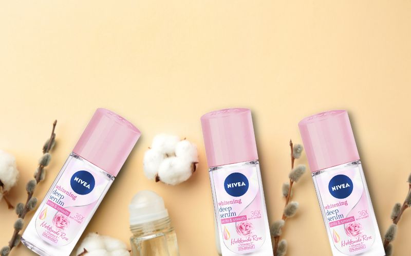 Về bao bì, thiết kế của lăn ngăn mùi Nivea serum trắng mịn hương hoa hồng Hokkaido