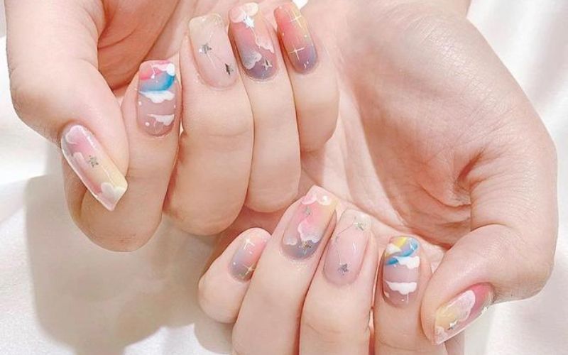 Mẫu nail màu hồng cá tính 