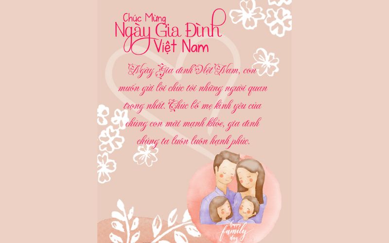 Thiệp chúc mừng ngày Gia đình Việt Nam với lời chúc ý nghĩa