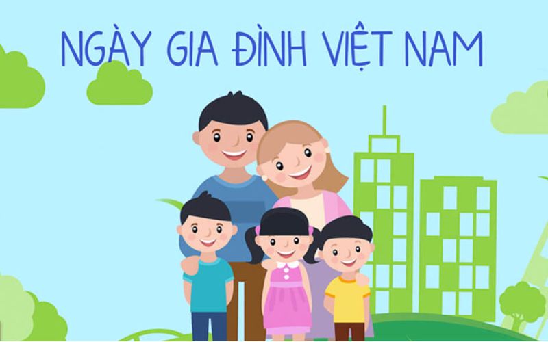 Thiệp chúc mừng ngày Gia đình Việt Nam đơn giản nhưng vô cùng dễ thương