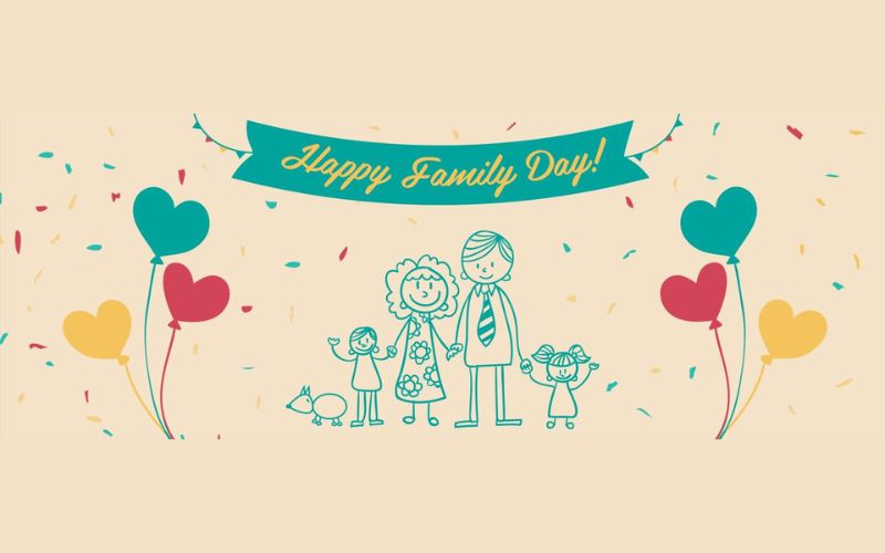 Thiệp “Happy Family Day” với những hình vẽ ngộ nghĩnh