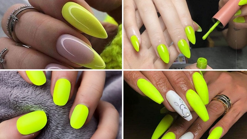 Nail màu xanh neon