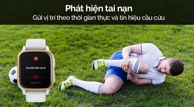 Dễ dàng phát hiện tai nạn và chấn thương để kịp thời thông báo và phát tín hiệu cầu cứu với Garmin Venu SQ. 