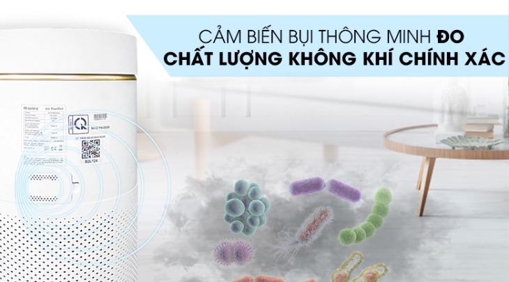 Máy lọc khí Gree có bộ cảm biến bụi hiện đại