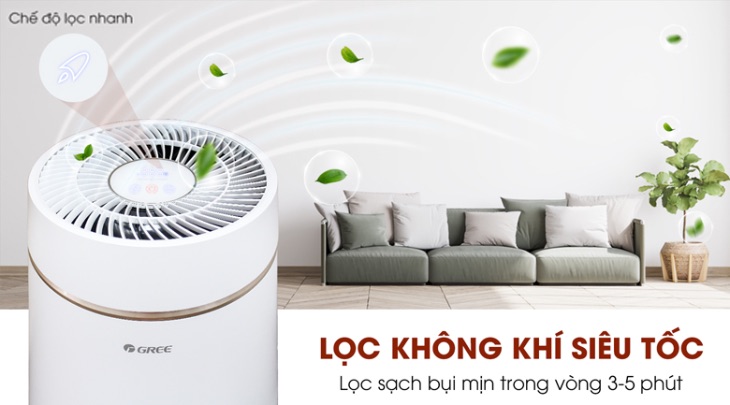 Máy lọc khí Gree có lực hút mạnh mẽ