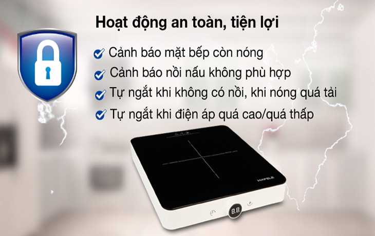 Bếp từ dương được trang bị các tiện ích an toàn