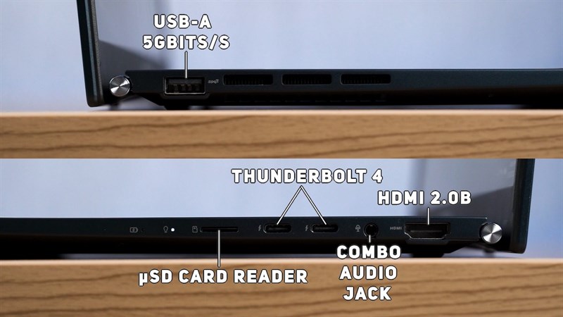 Các cổng kết nối hiện diện trên ASUS ZenBook 14 OLED UX3402