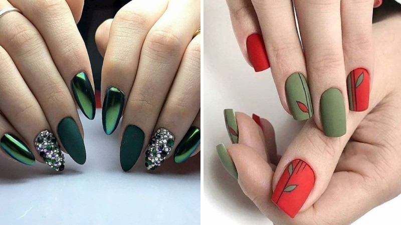 Mẫu Nail Màu Xanh Rêu  Top 9 Bộ Móng Tay Đơn Giản 