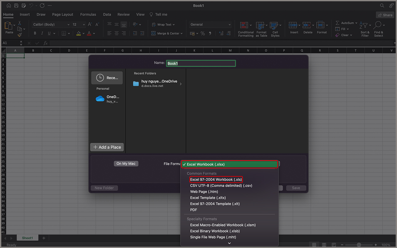 Không lưu được file Excel trên MacBook