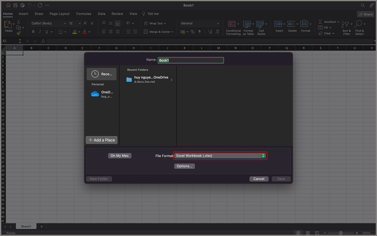 Không lưu được file Excel trên MacBook
