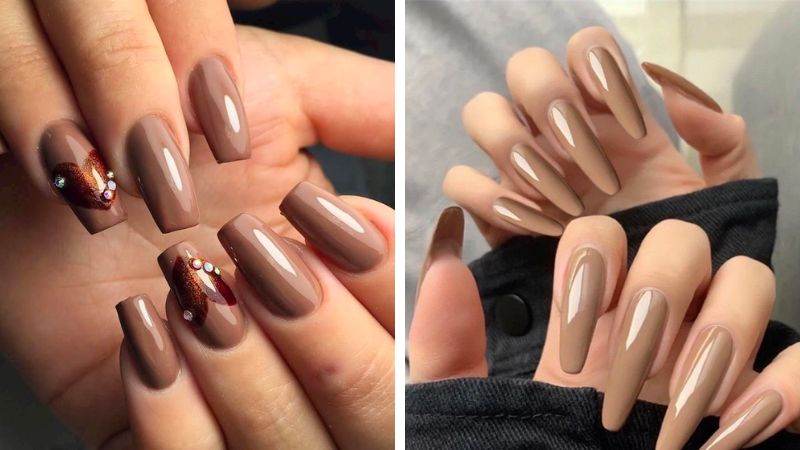 Simple brown nail design