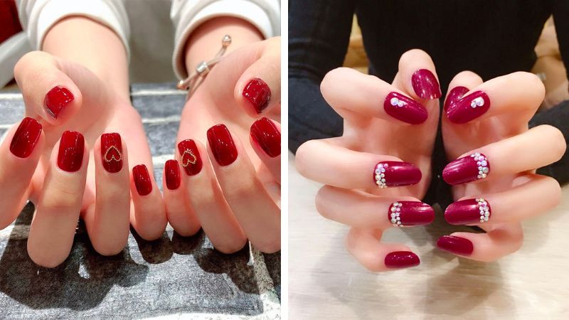 Red bridal nail designs