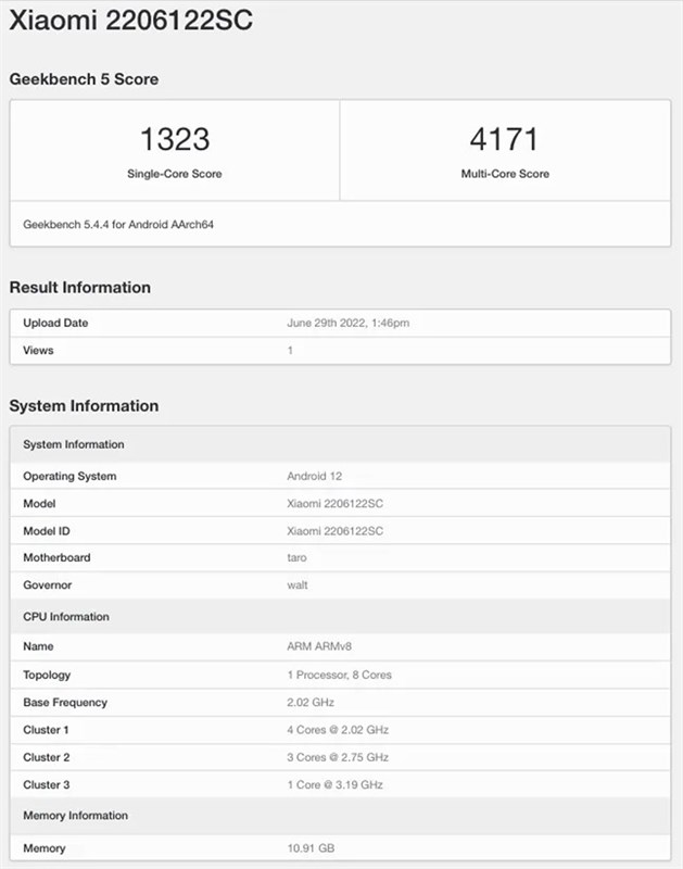 Xiaomi 12S Pro xuất hiện trên Geekbench với điểm số khủng Xiaomi 12S Pro xuất hiện trên Geekbench với điểm số khủng