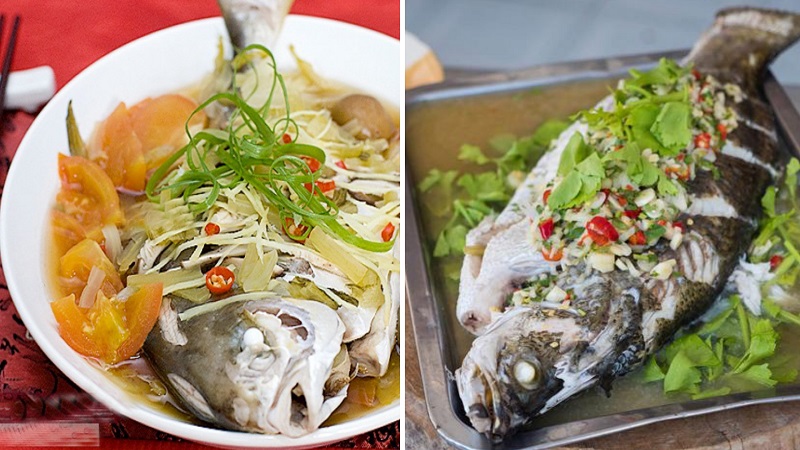 Steamed beer fish and steamed fish with onions