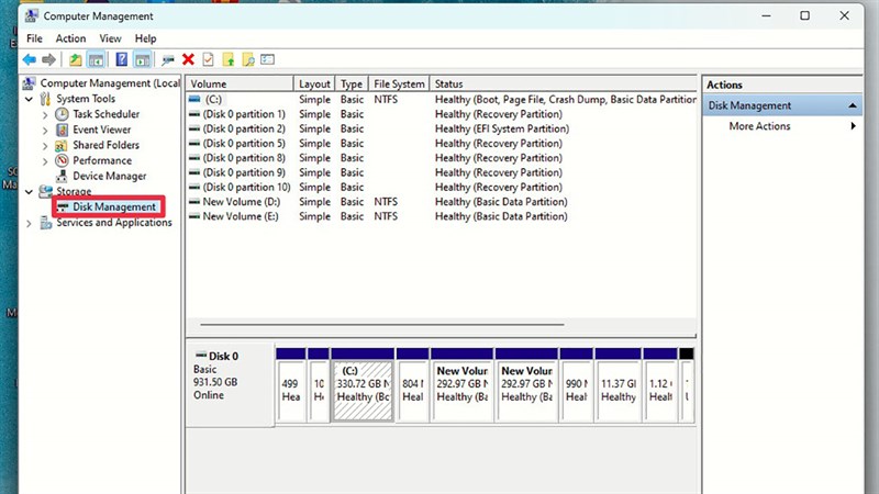 Cách mở trình quản lý Disk Management trên Windows 11