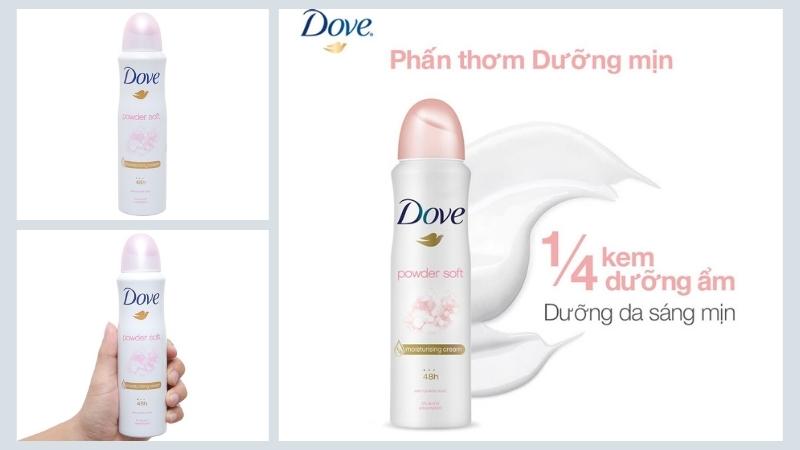 Xịt khử mùi Dove Powder Soft hương phấn thơm dưỡng da sáng mịn dành cho nữ 150ml