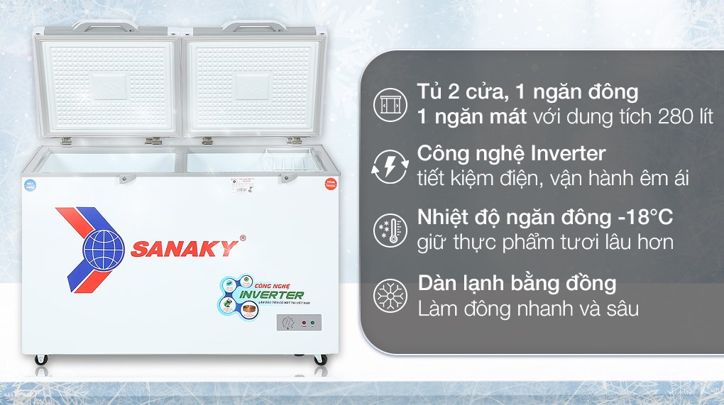 Tủ đông Sanaky Inverter có tốt không? 7 lợi ích của tủ đông Sanaky Inverter > Tủ đông Sanaky Inverter 280 lít TD.VH4099W4K làm lạnh nhanh chóng