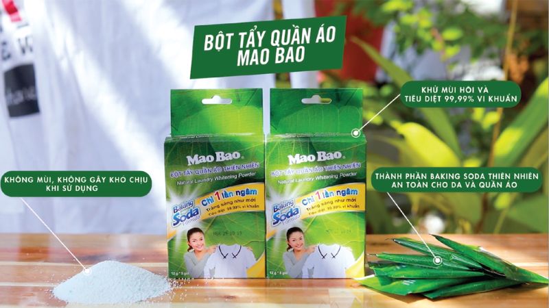 Thành phần, hoạt chất có trong bột tẩy Mao Bao, giúp quần áo trắng sáng như mới sau 1 lần ngâm