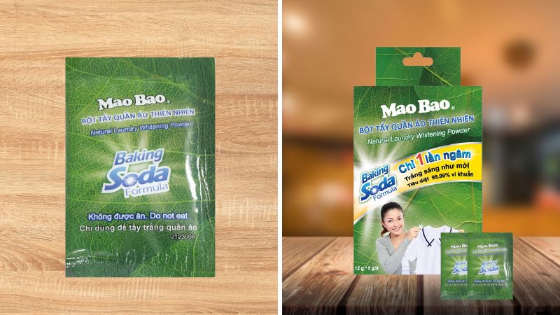 Giá của sản phẩm bột tẩy Mao Bao, giúp quần áo trắng sáng như mới sau 1 lần ngâm