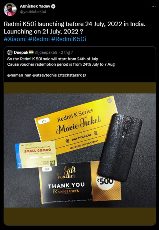 Redmi K50i 5G có thể sắp được cho ra mắt Redmi K50i 5G có thể sắp được cho ra mắt