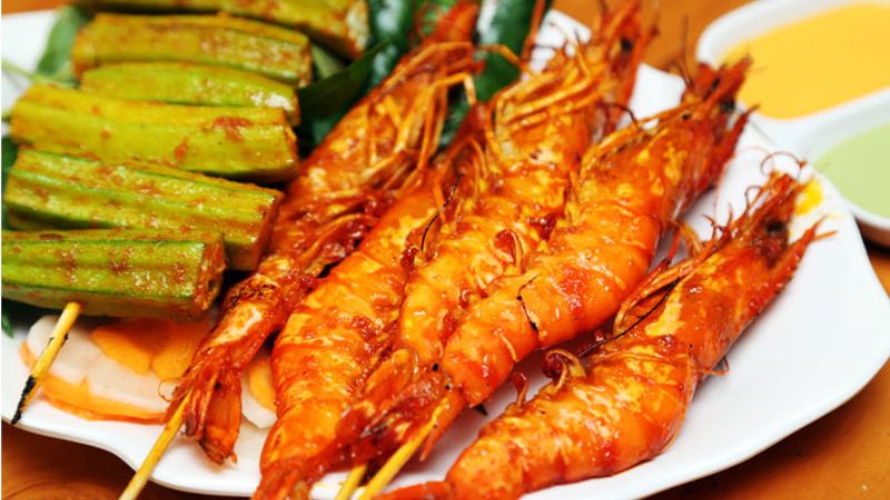 How to make grilled shrimp with satay flavor, spicy and simple at home