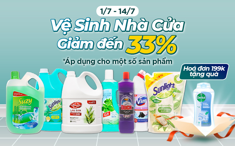 Từ 1/7 – 14/7/2022, vệ sinh nhà cửa giảm đến 33%