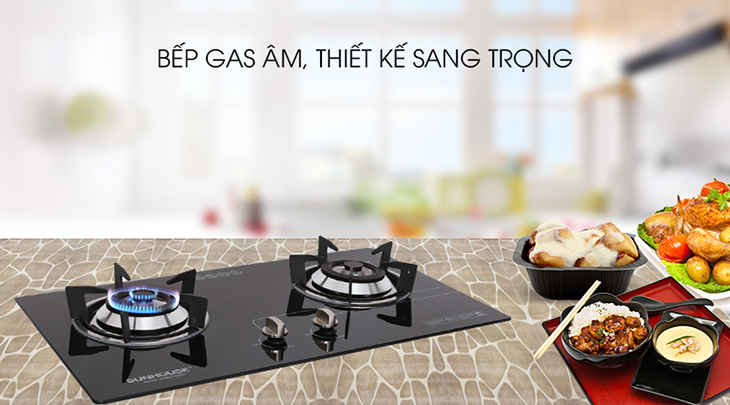 Bếp gas Sunhouse có thiết kế đơn giản, tinh tế