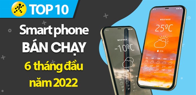 Top 10 smartphone bán chạy nhất 6 tháng đầu năm 2022 tại Điện máy XANH