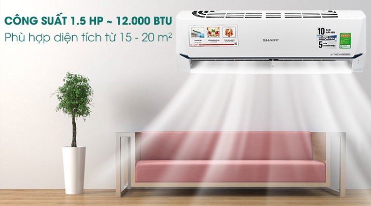 Máy lạnh Sharp Inverter 1.5 HP AH-X12XEW thích hợp sử dụng cho không gian phòng khách gia đình