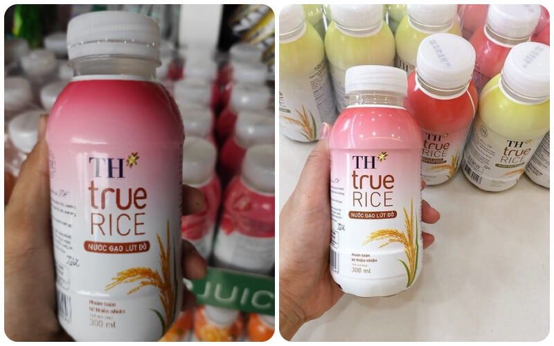 Nước gạo lứt đỏ TH true RICE nổi bật với bao bì được thiết kế trẻ trung