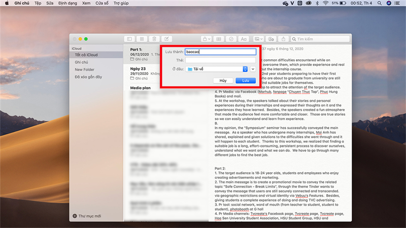 cách chuyển ghi chú thành file PDF trên MacBook