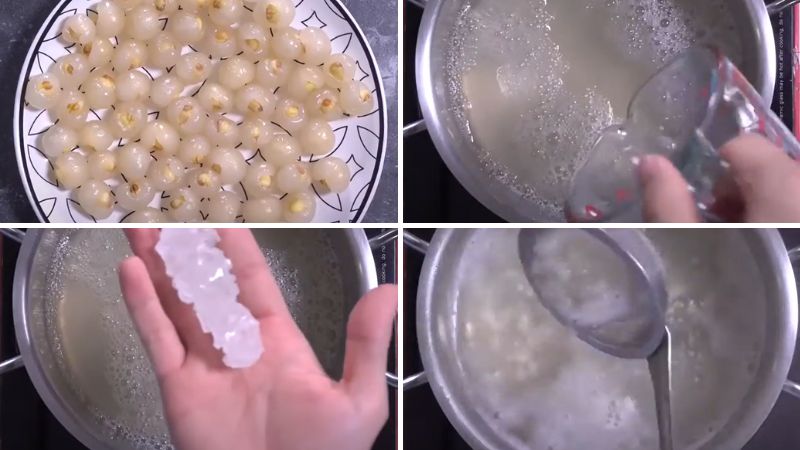 Nấu chè hạt sen nhãn dừa