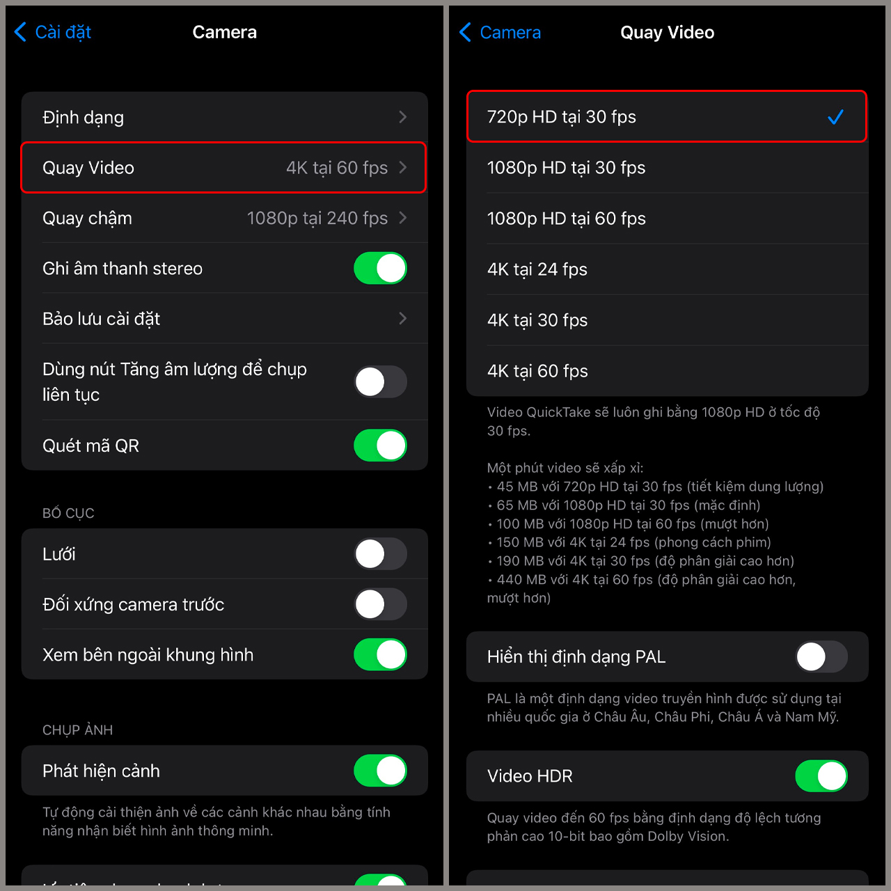 Cách giảm dung lượng video trên iPhone