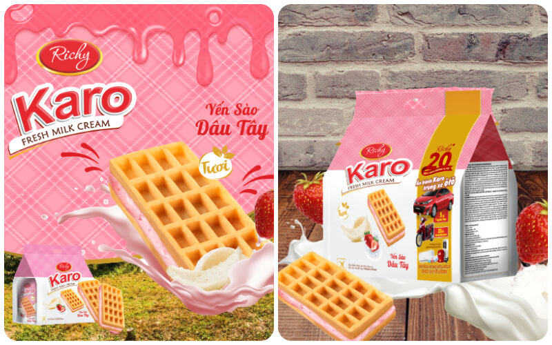 Bánh Karo kem tươi vị yến sào dâu tây 