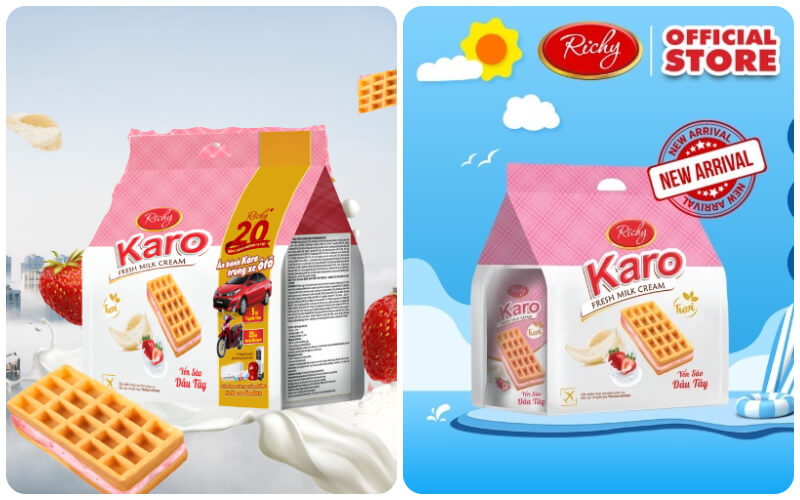 Bánh Karo kem tươi vị yến sào dâu tây đang được bày bán ở nhiều siêu thị lớn