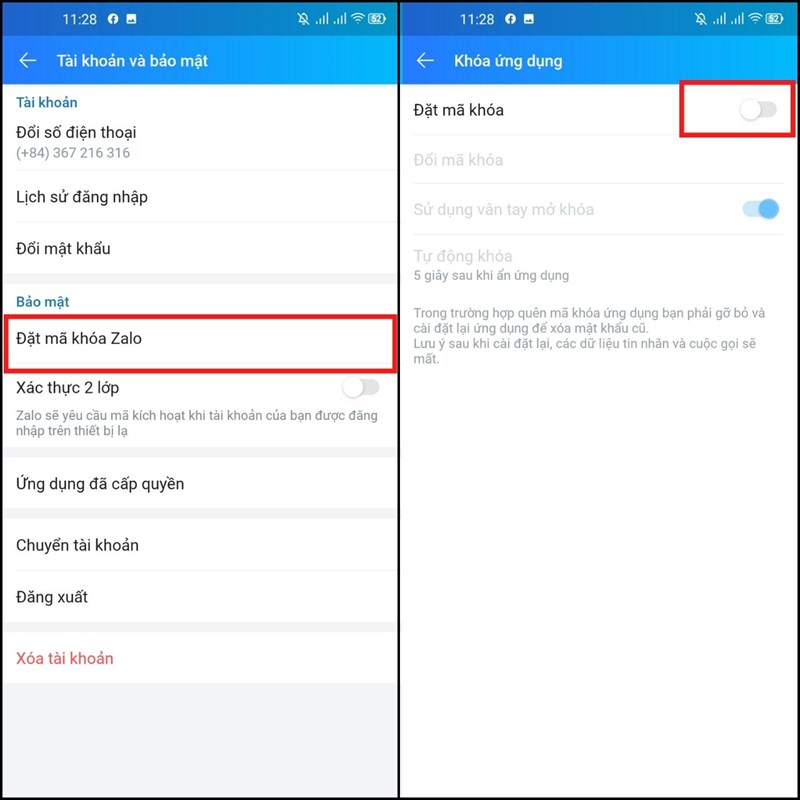 Cài đặt giúp tăng cường bảo mật cho tài khoản Zalo
