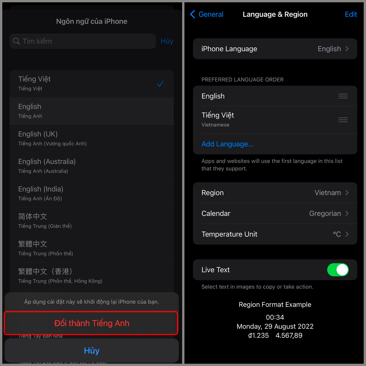 Cách xoá ngôn ngữ ưu tiên trên iPhone Cách xoá ngôn ngữ ưu tiên trên iPhone