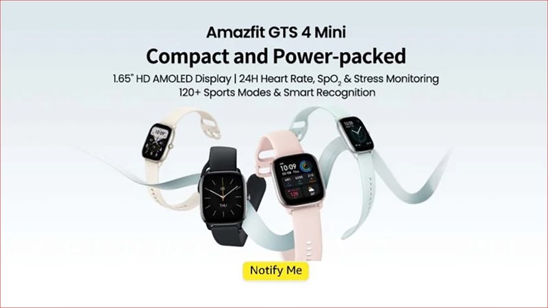 Amazfit GTS 4 Mini sẽ sớm ra mắt với các tính năng và màu sắc ấn tượng